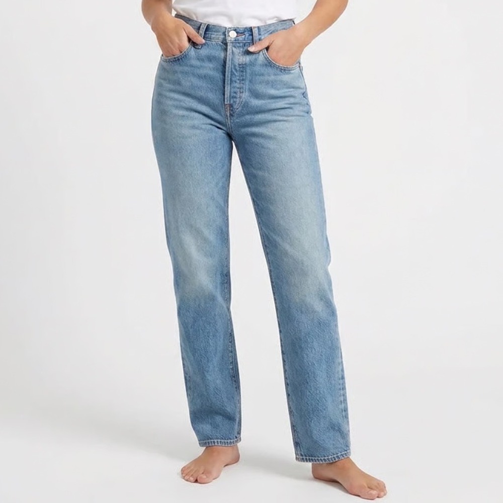 Madewell The Longline Straight Jean NW488 High Rise Blue Denim Womens Size 28T